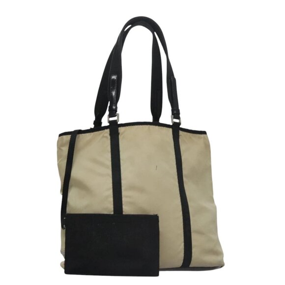 PRADA Tote Bag Nylon Beige Auth - Picture 1 of 16